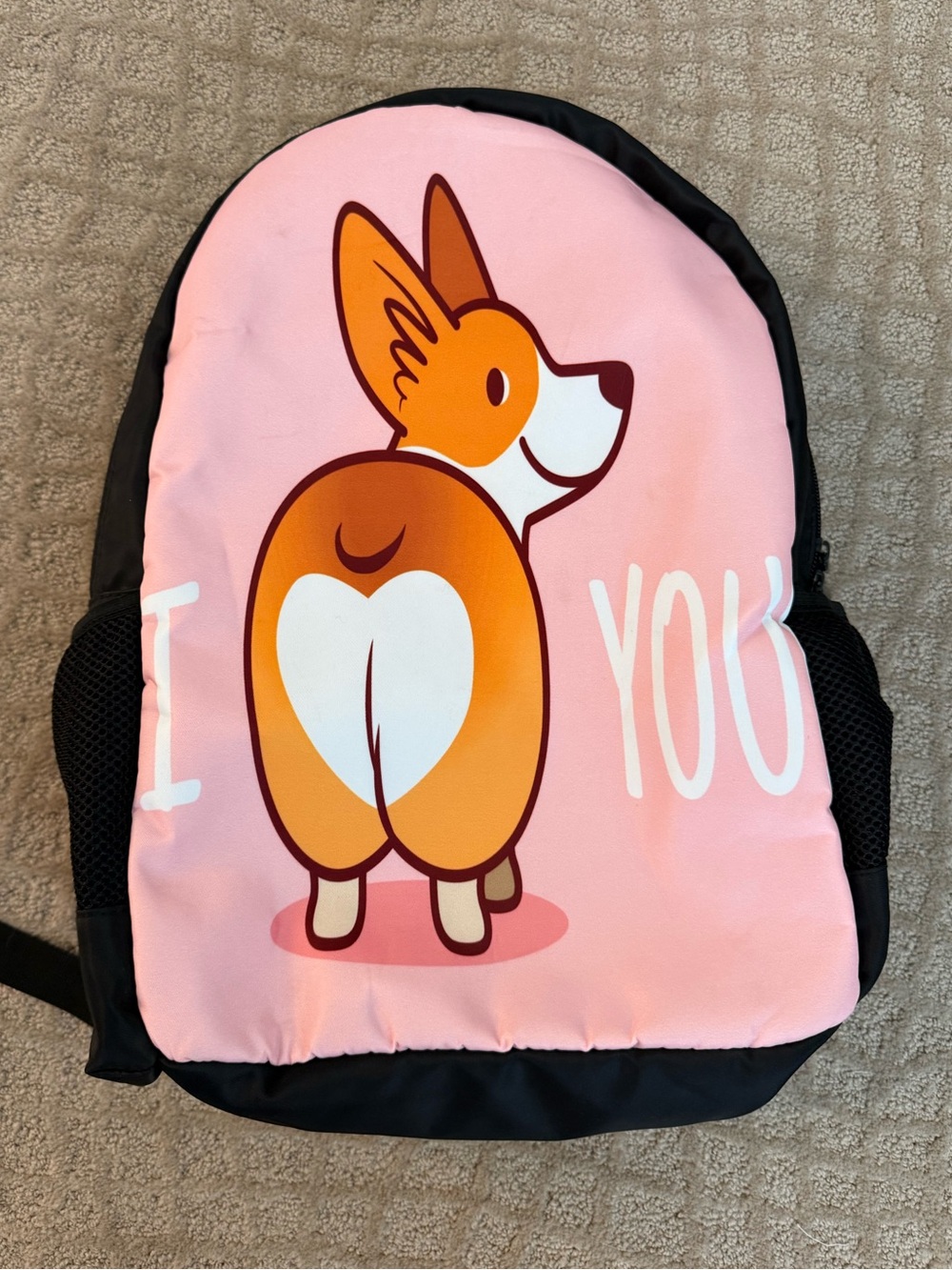 Pink Corgi Graphic Backpack
